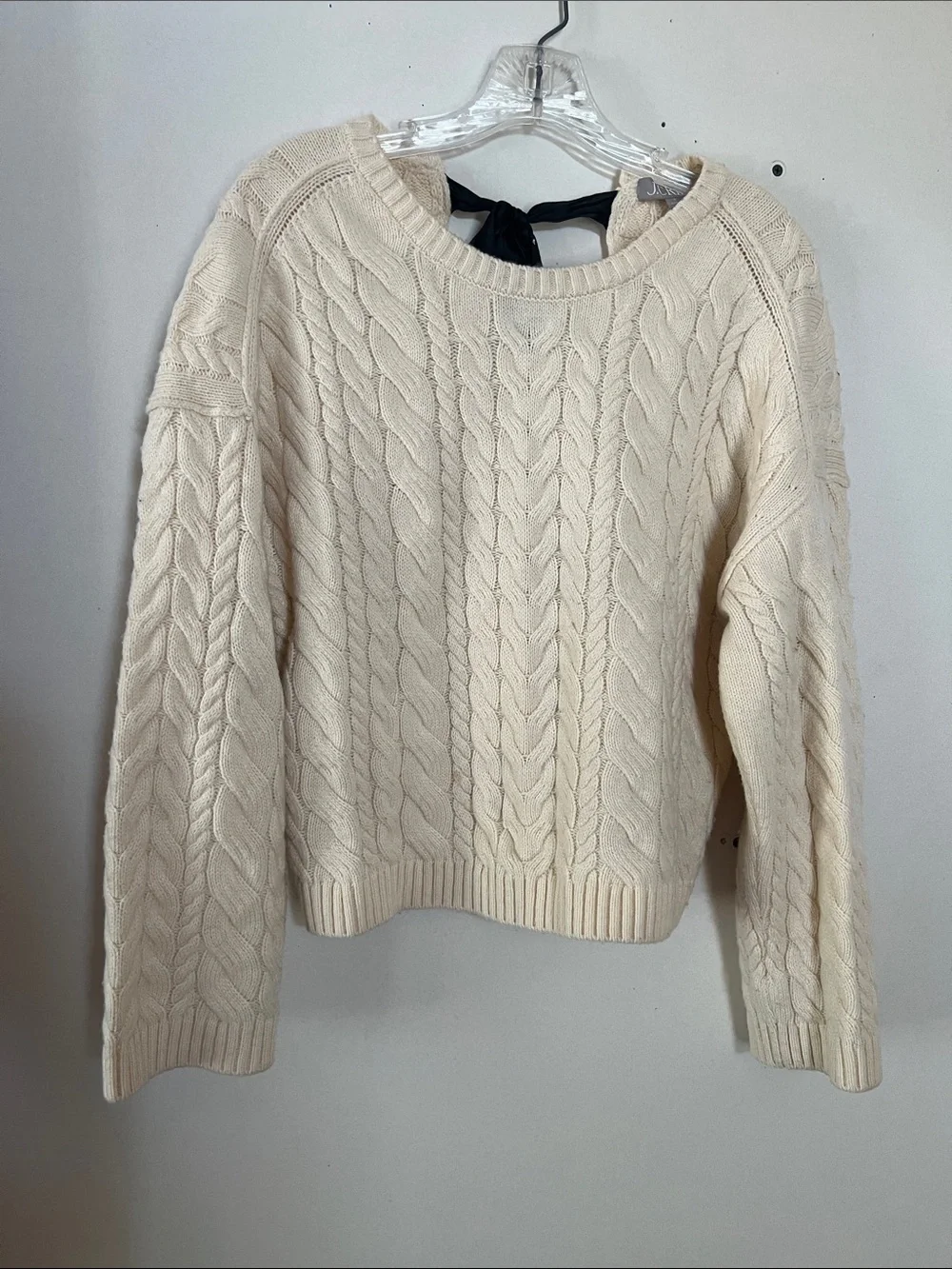 J. Crew Cream Cable Knit Crewneck Sweater